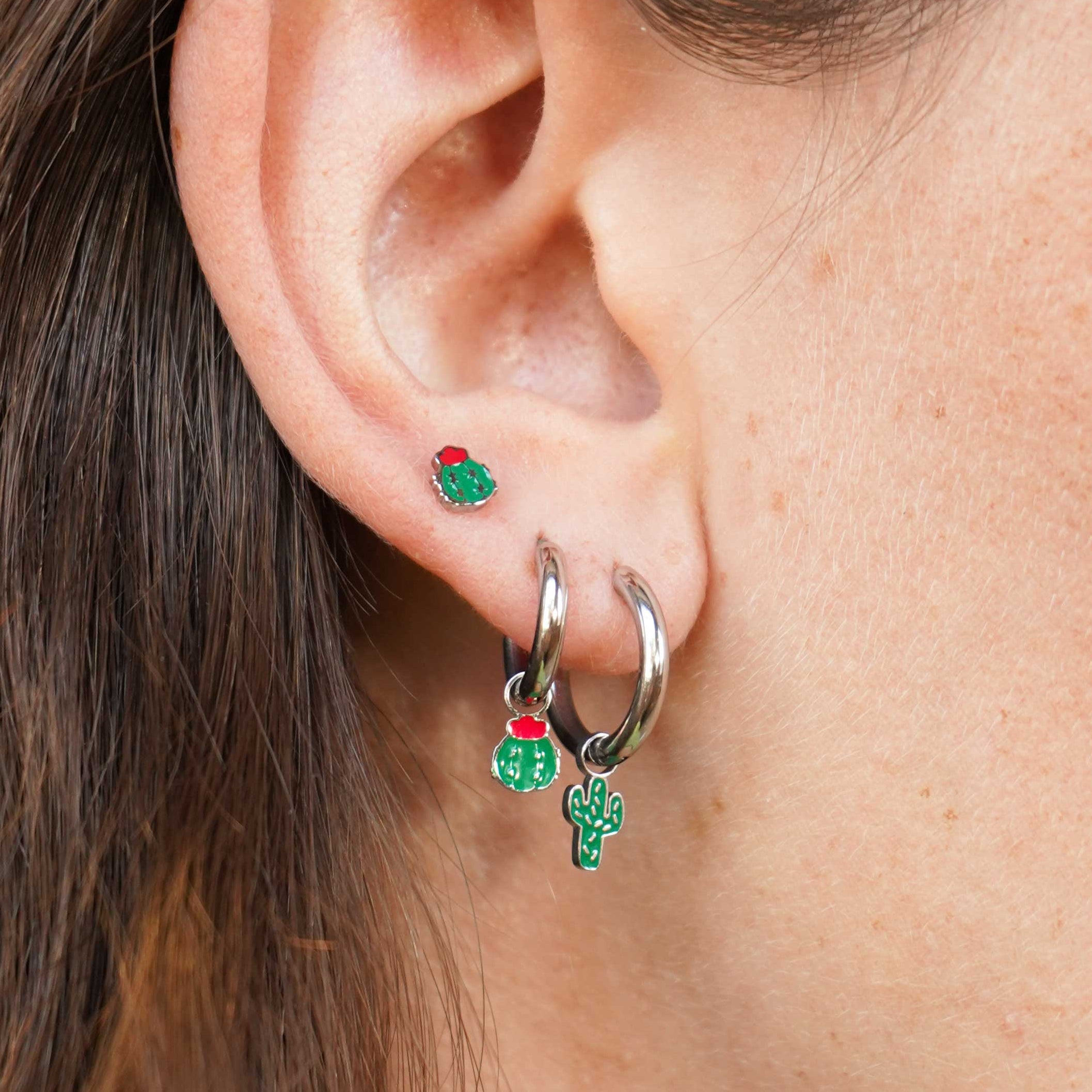 Barrel Cactus Hoop Charm