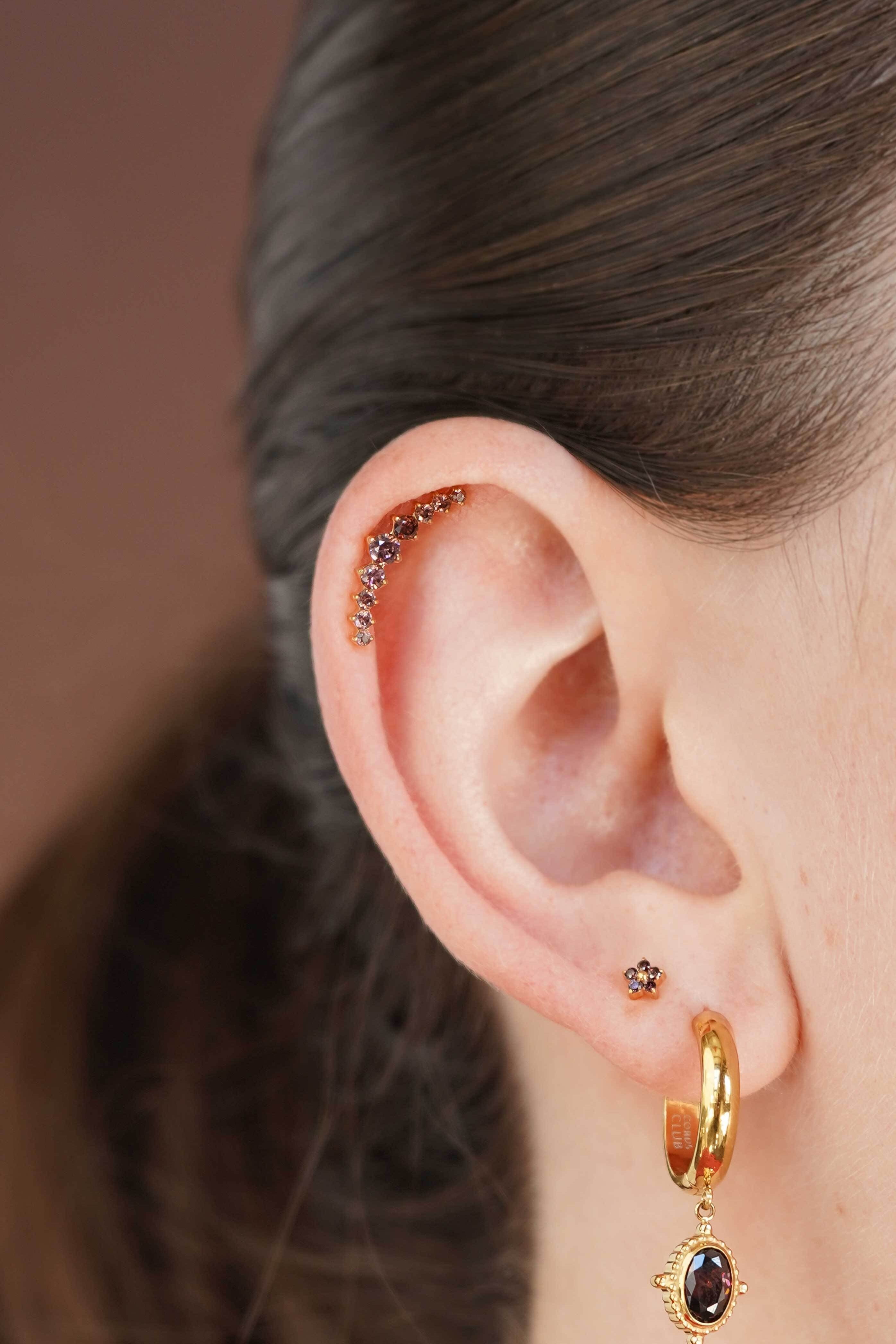 Coffee Ear Climber Flat Back Stud