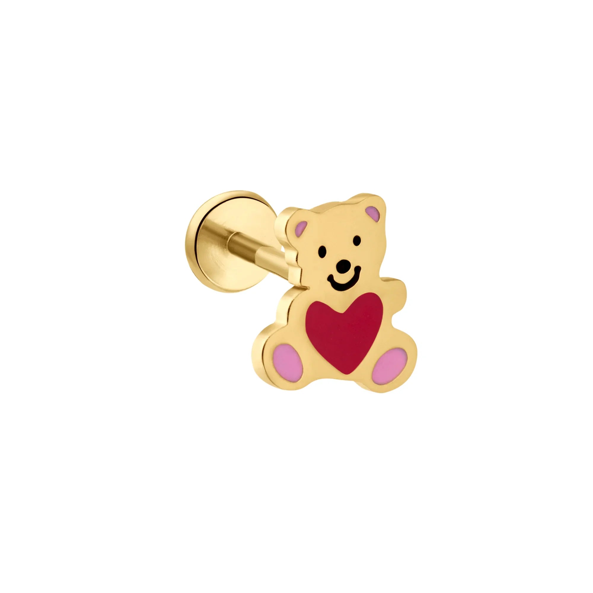 Teddy Bear Enamel Flat Back Stud