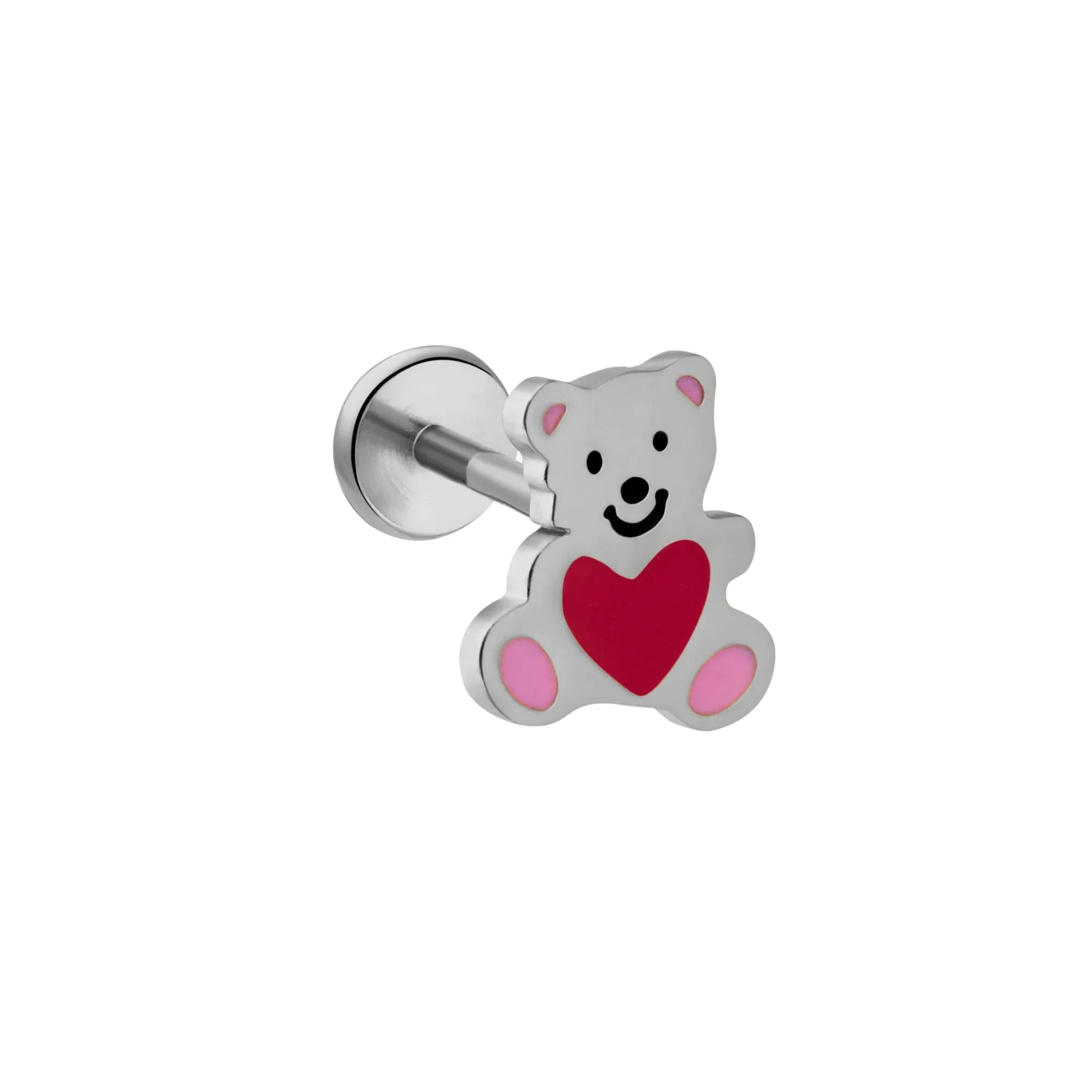 Teddy Bear Enamel Flat Back Stud