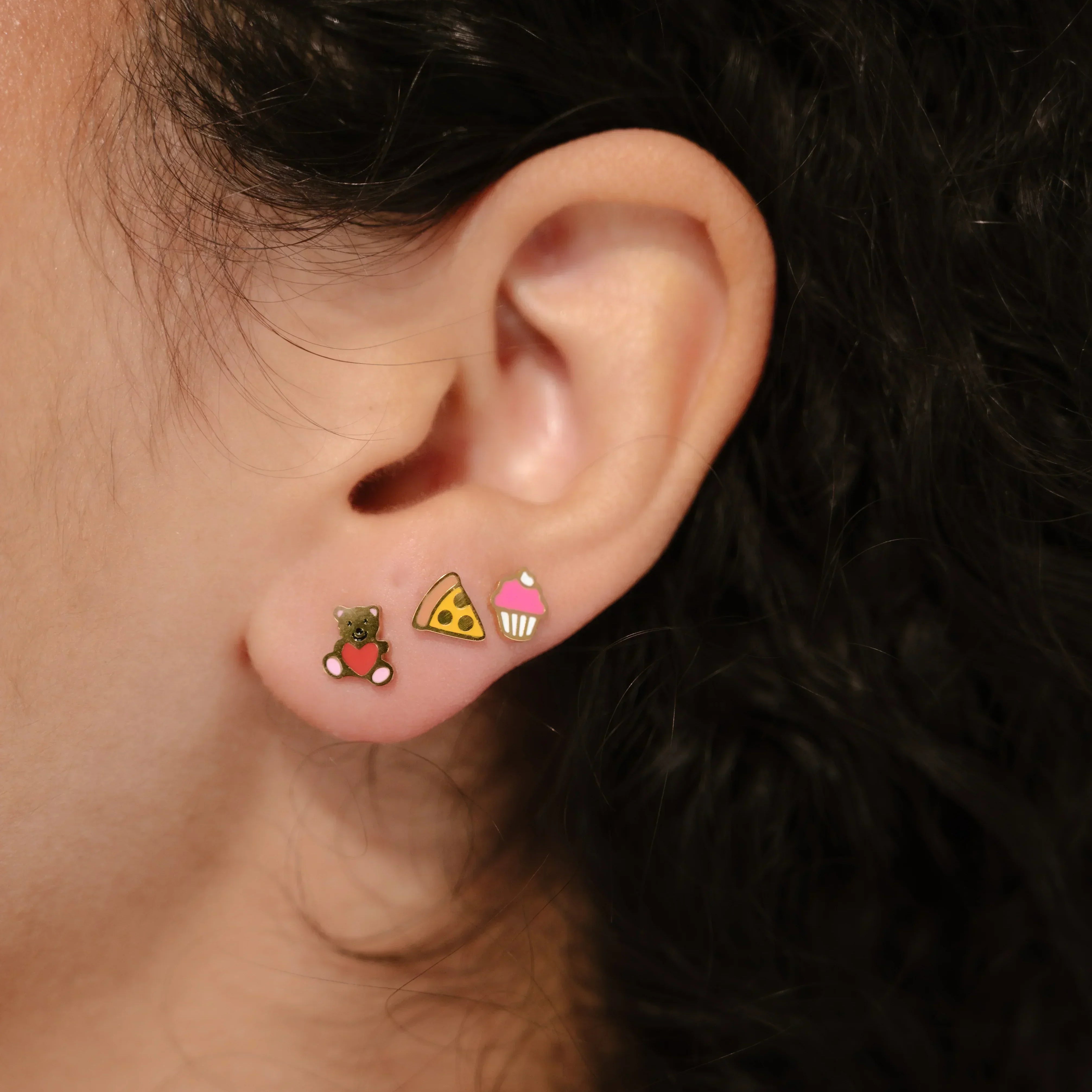Teddy Bear Enamel Flat Back Stud
