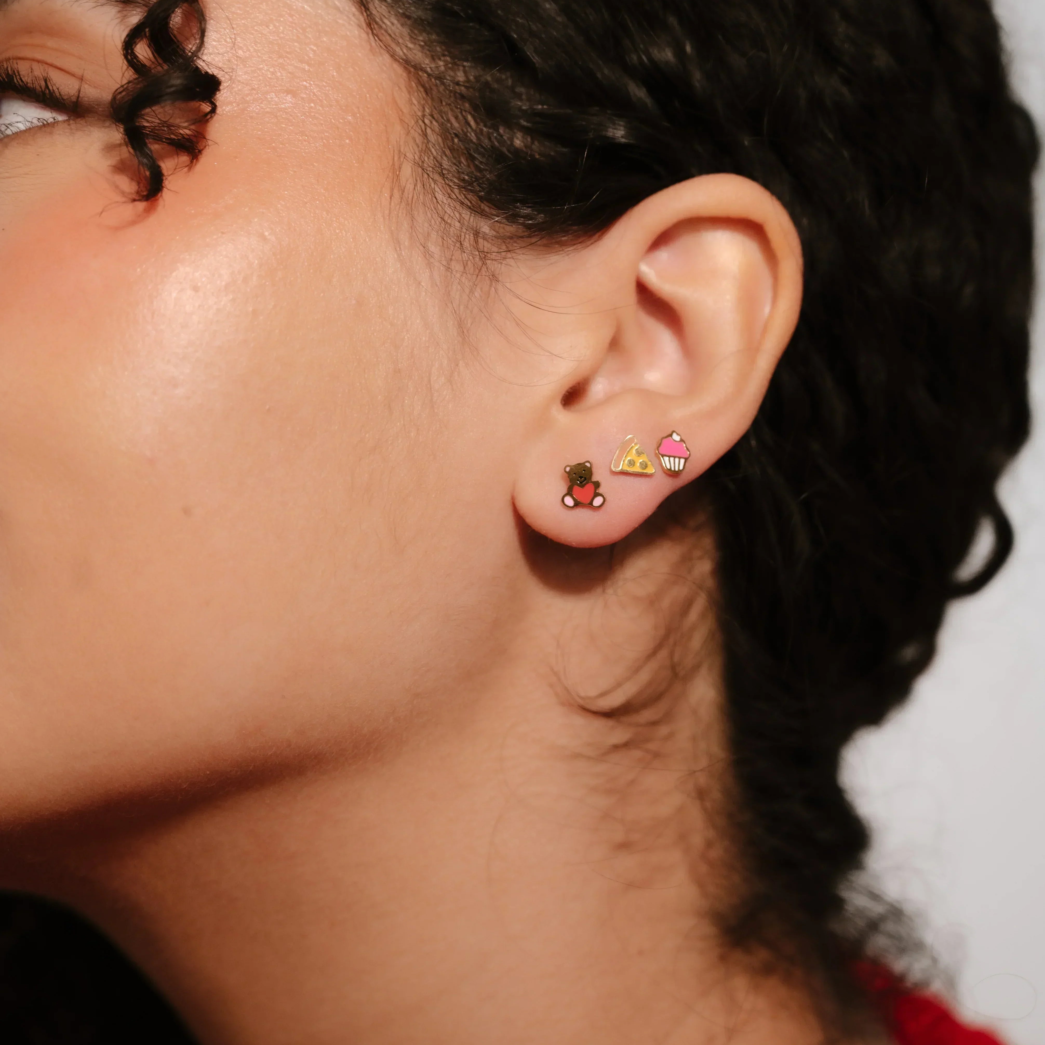 Teddy Bear Enamel Flat Back Stud