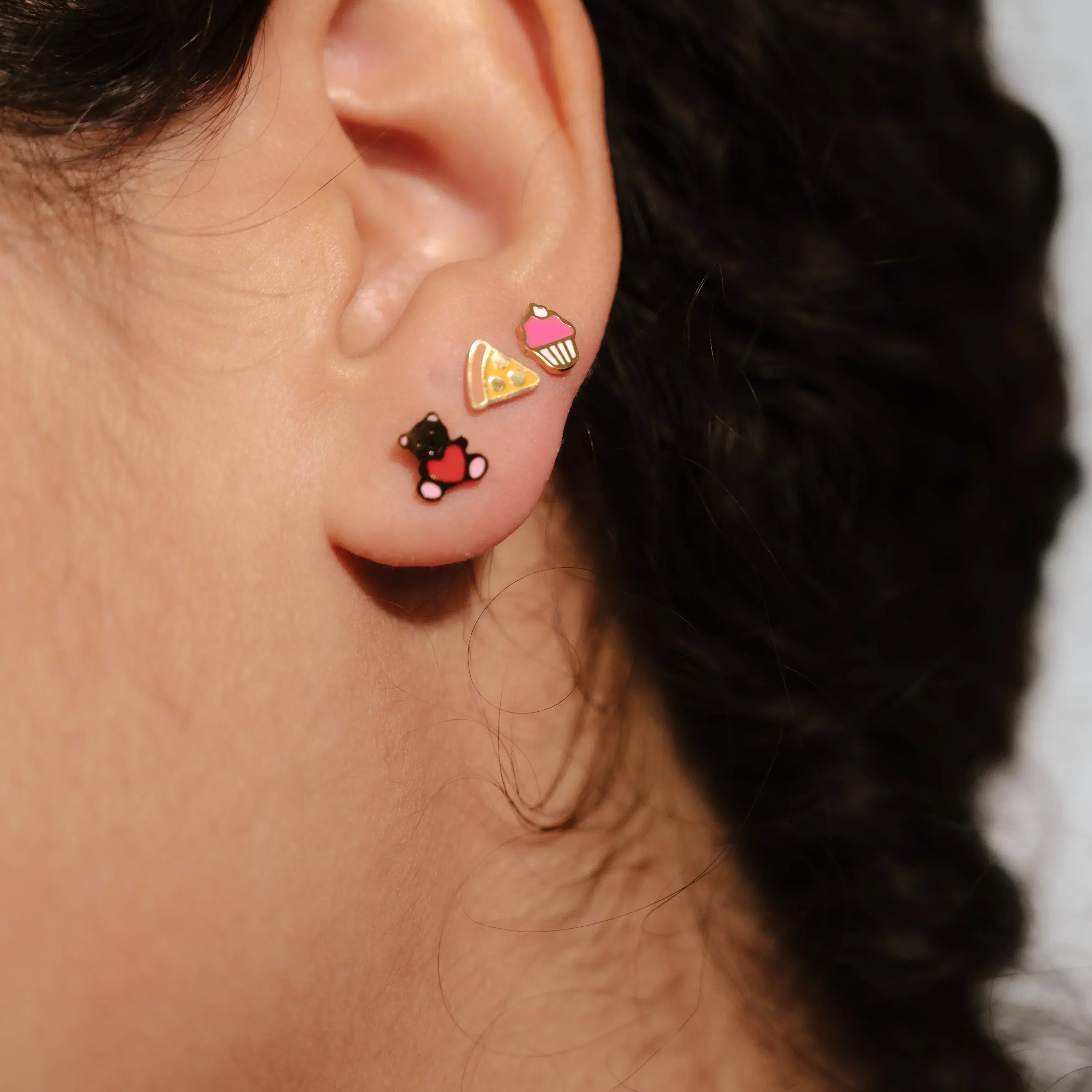 Teddy Bear Enamel Flat Back Stud