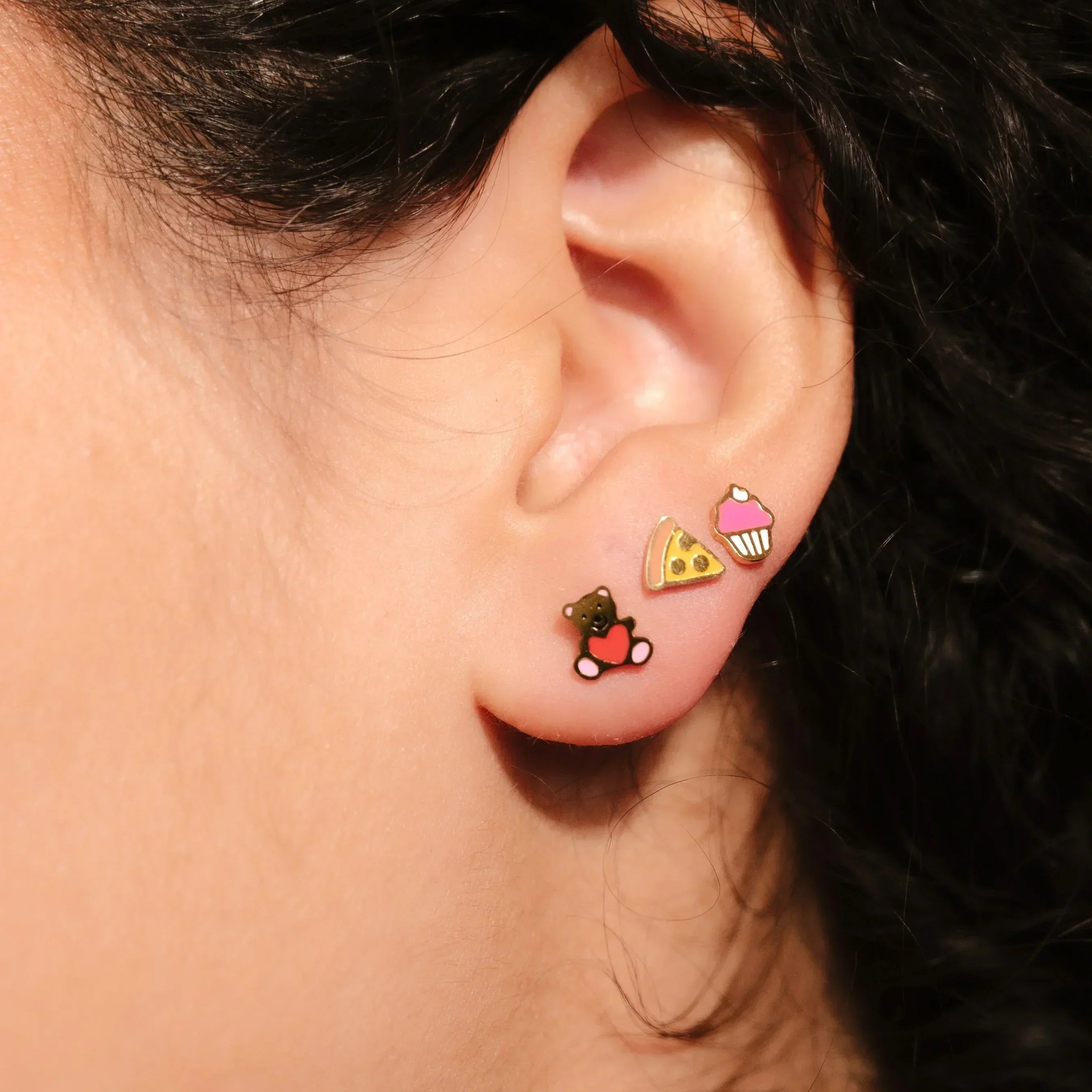 Teddy Bear Enamel Flat Back Stud