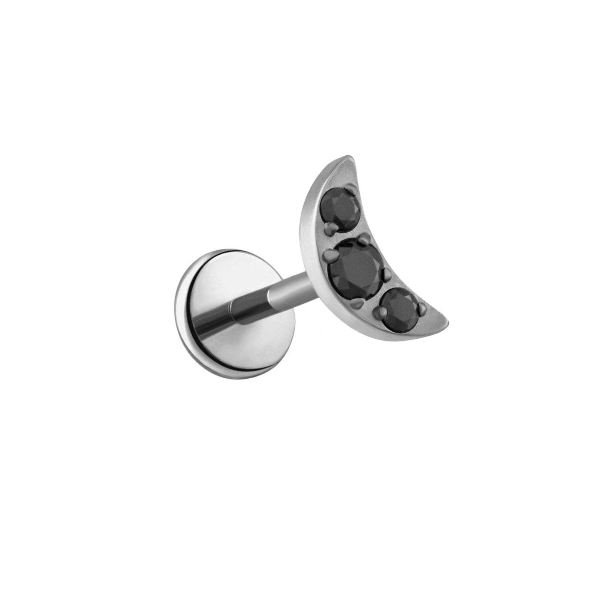 Midnight Crescent Flat Back Stud