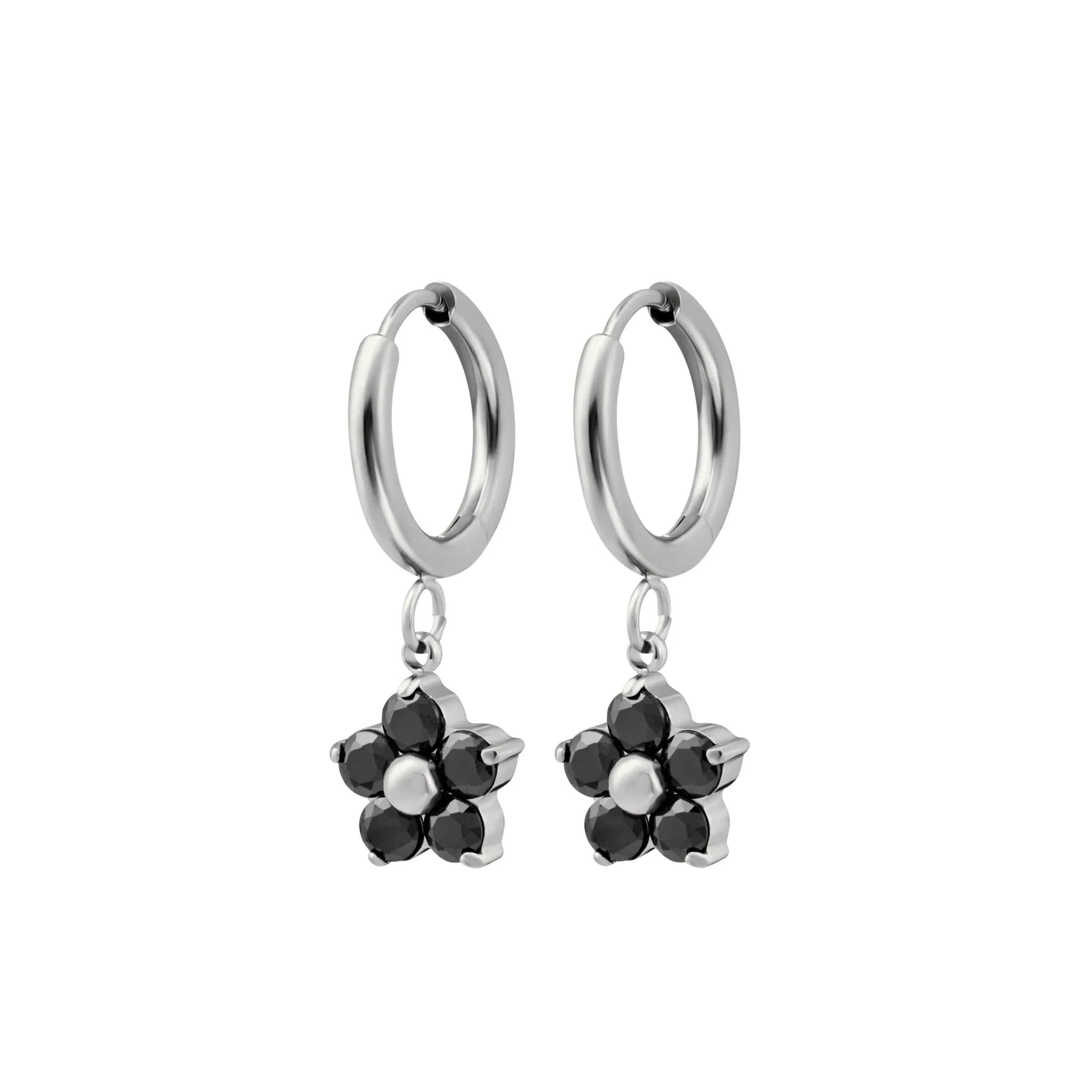 Black Dahlia Charm Hoops