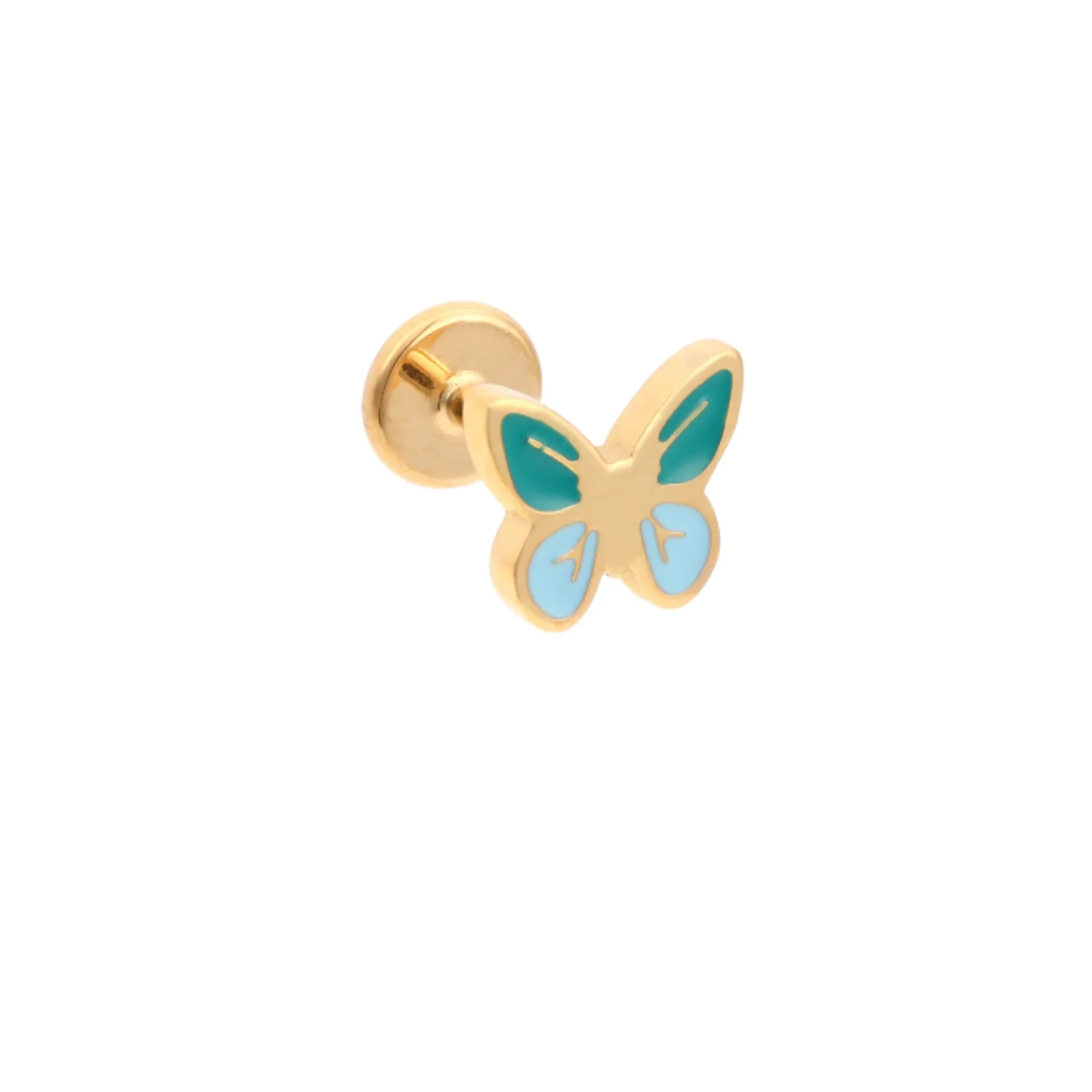 Blue Butterfly Enamel Flat Back Stud