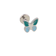 Blue Butterfly Enamel Flat Back Stud