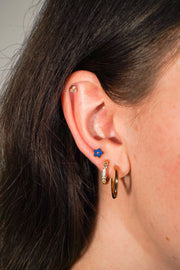 Blue Hibiscus Enamel Flat Back Stud
