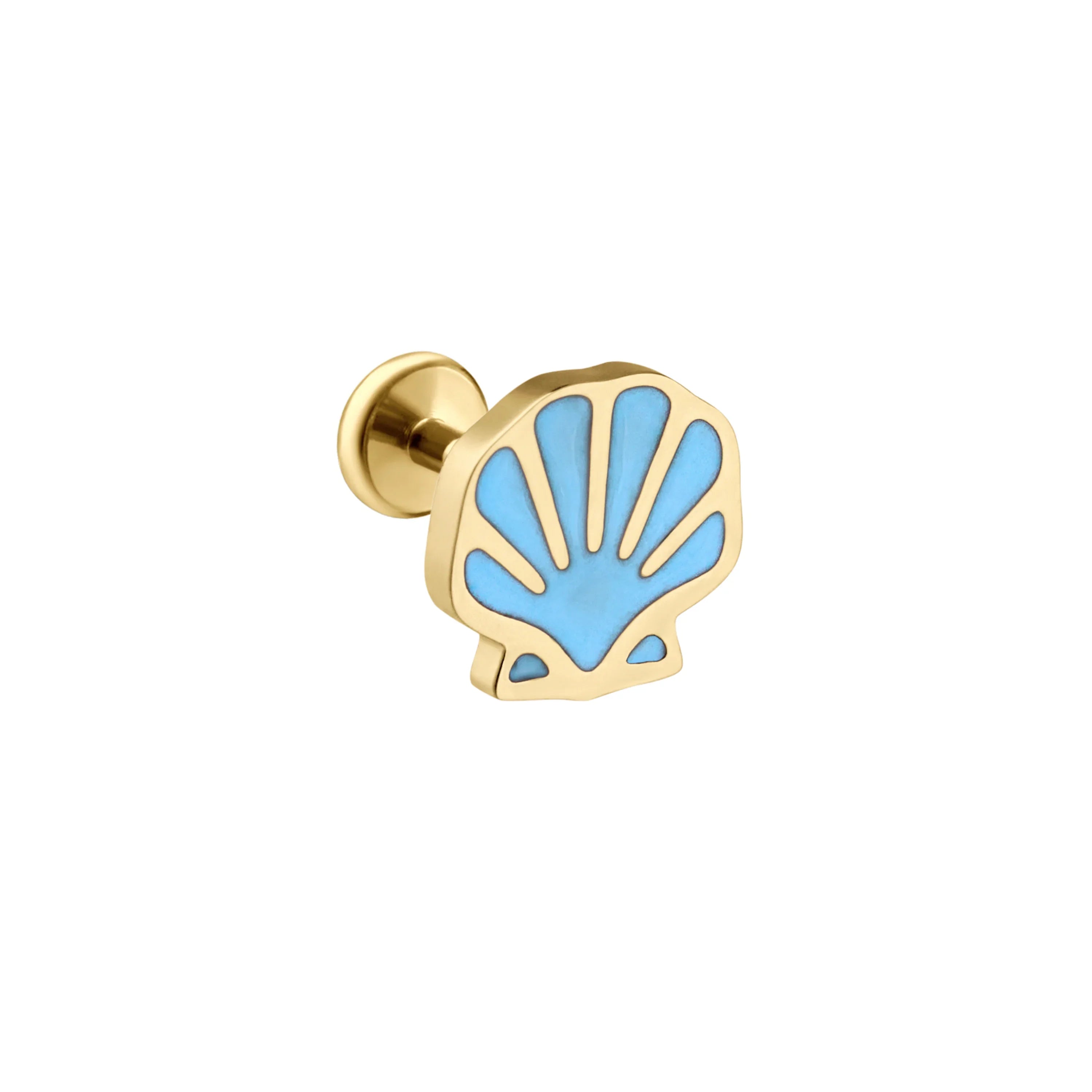 Blue Shell Enamel Flat Back Stud