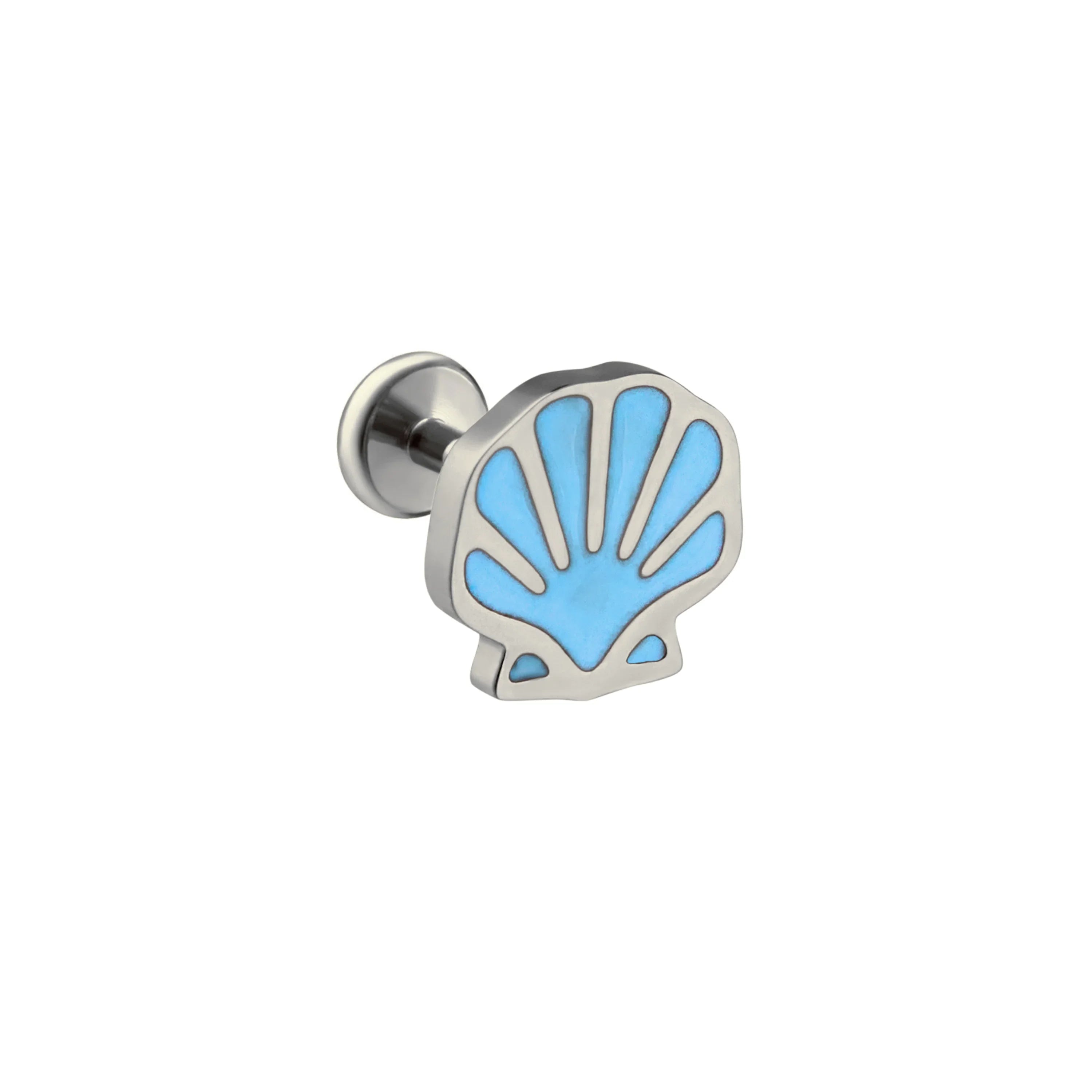 Blue Shell Enamel Flat Back Stud