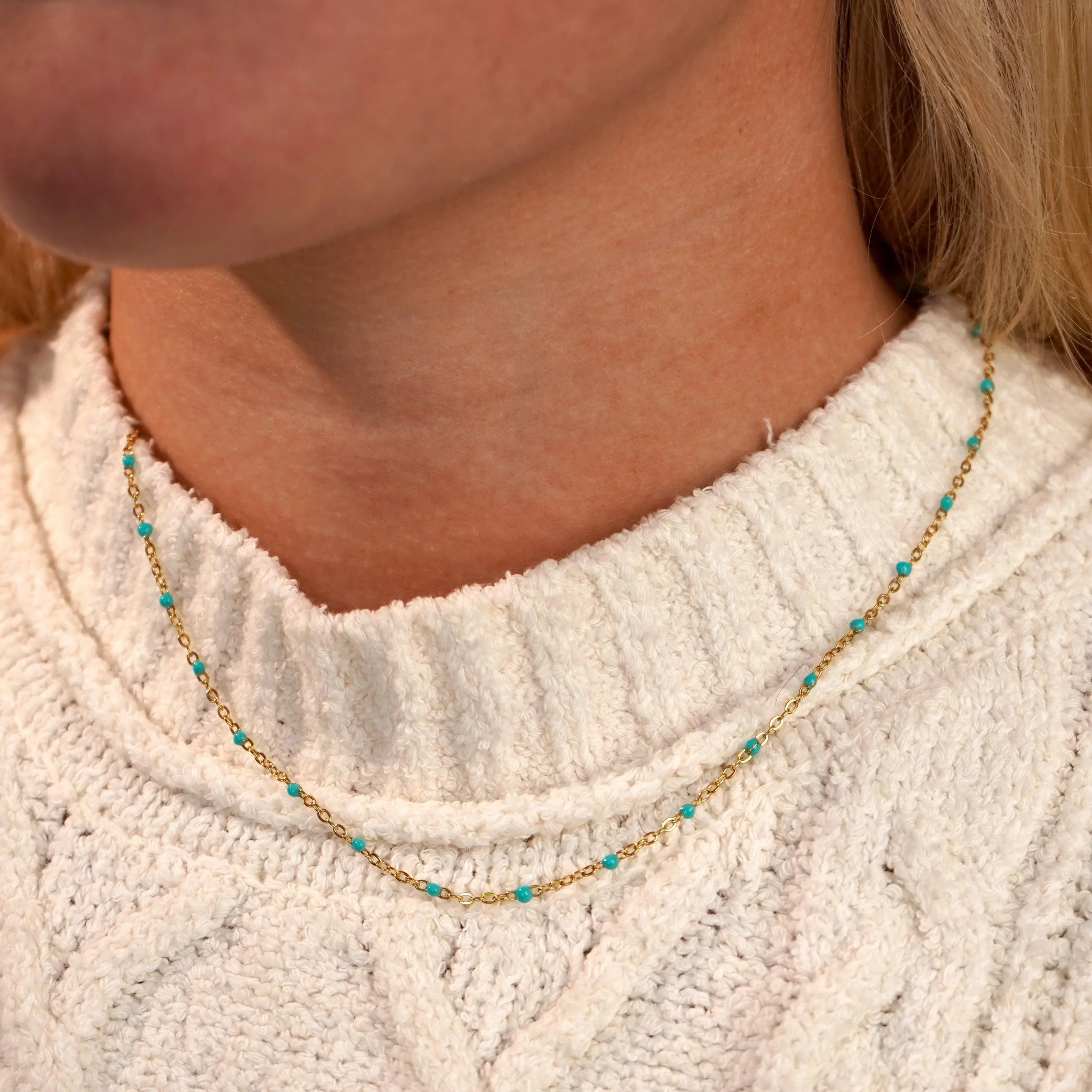 Blue Skies Enamel Dotted Necklace
