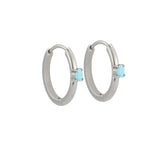 Titanium Solitaire Hoops (Blue Lagoon)