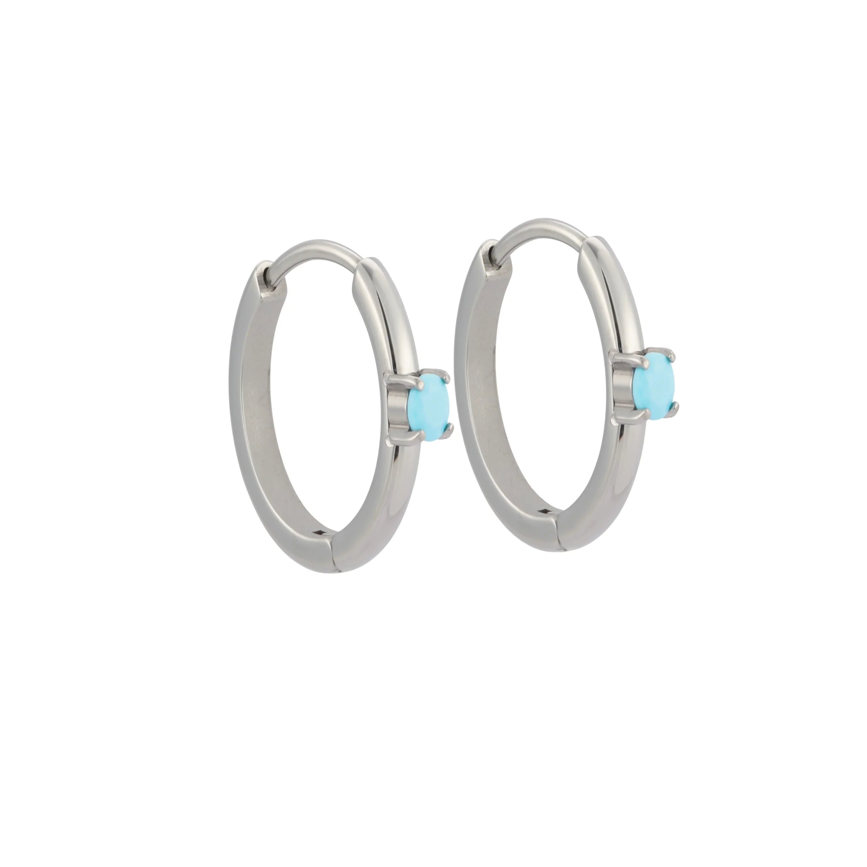 Titanium Solitaire Hoops (Blue Lagoon)