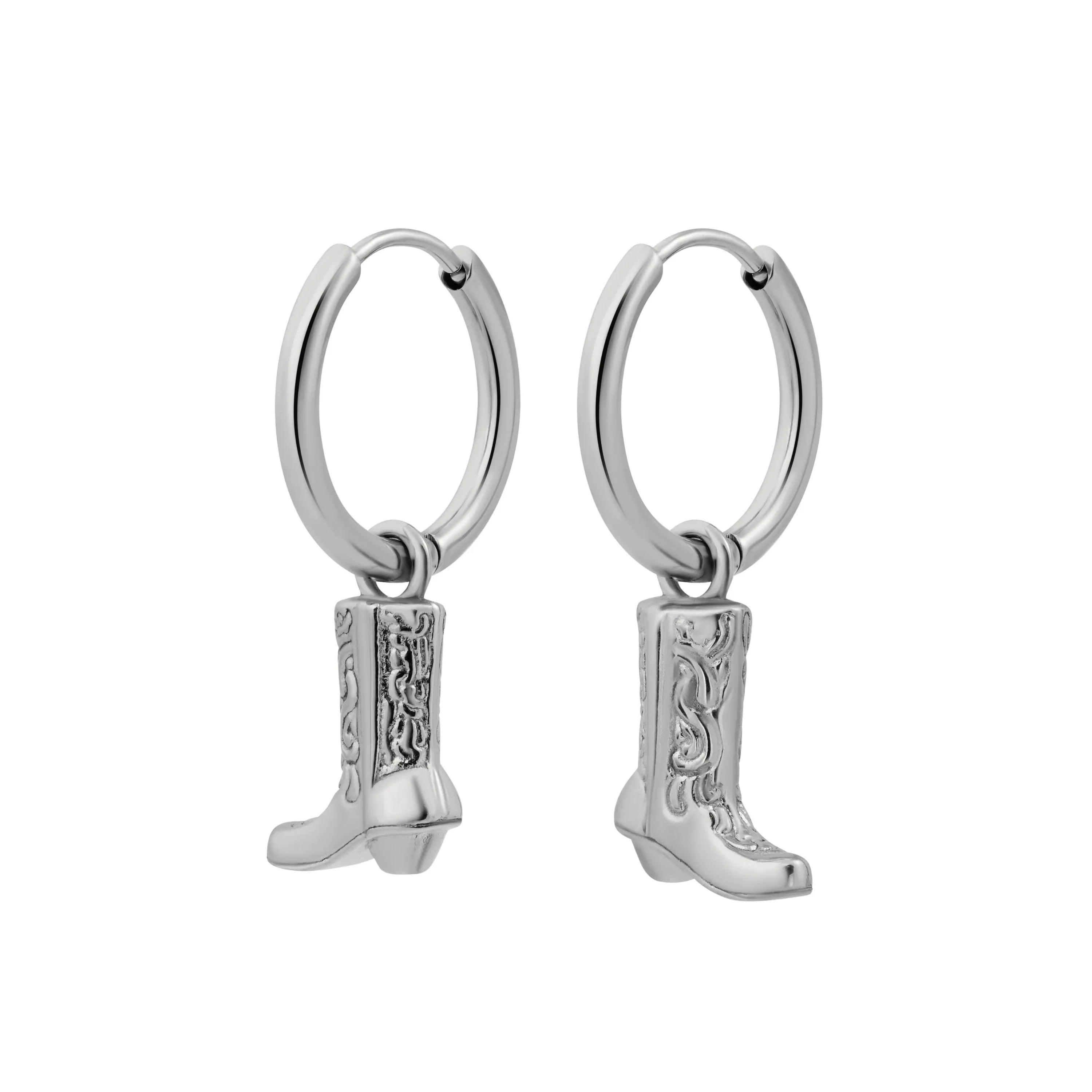 Cowgirl Boot Charm Hoops