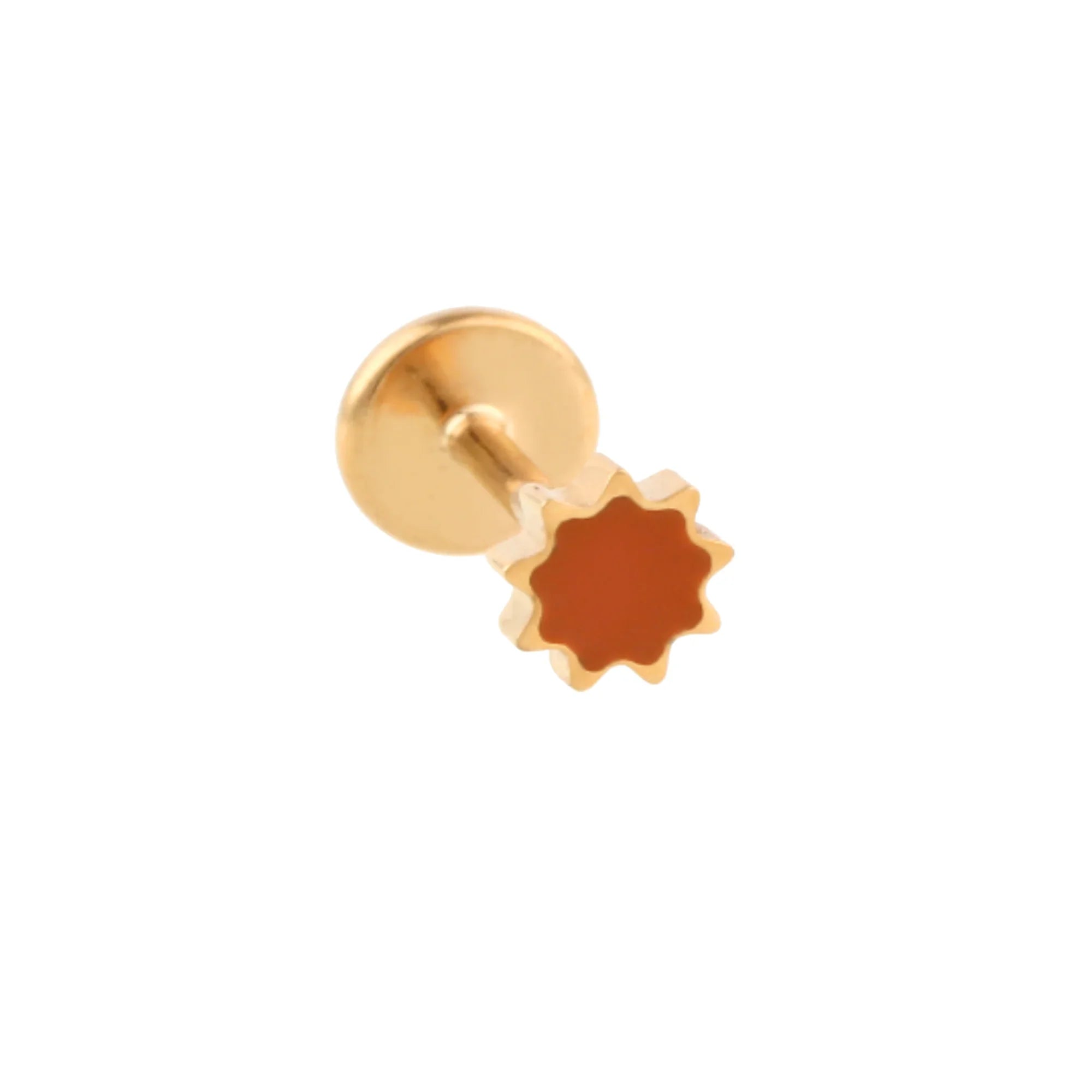 Sunny Pop Enamel Flat Back Stud - Terra Cotta