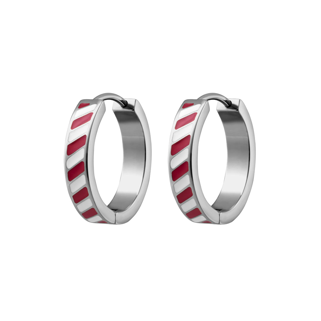 Candy Cane Lane Enamel Titanium Hoops