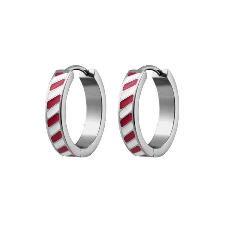 Candy Cane Lane Enamel Titanium Hoops