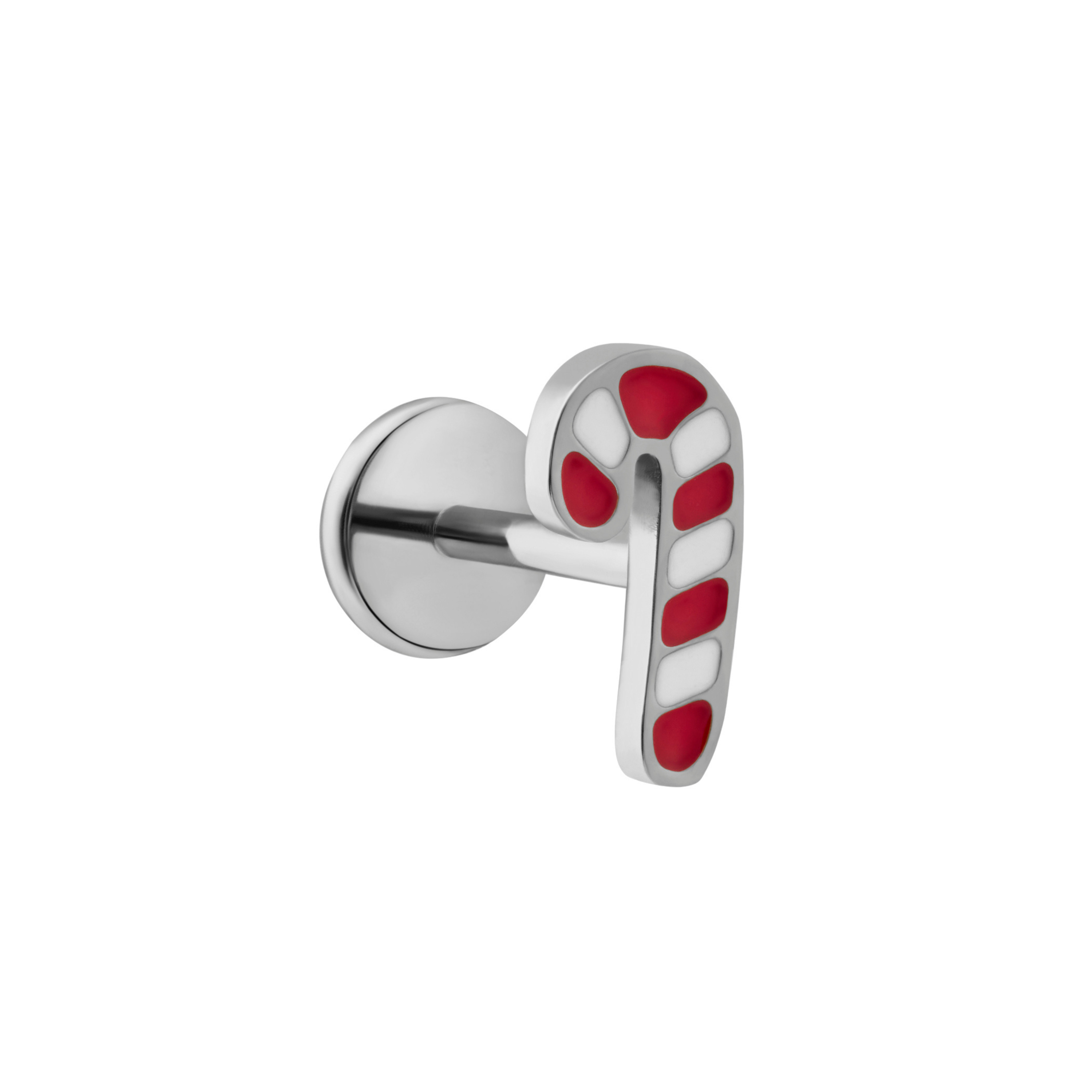 Candy Cane Enamel Flat Back Stud
