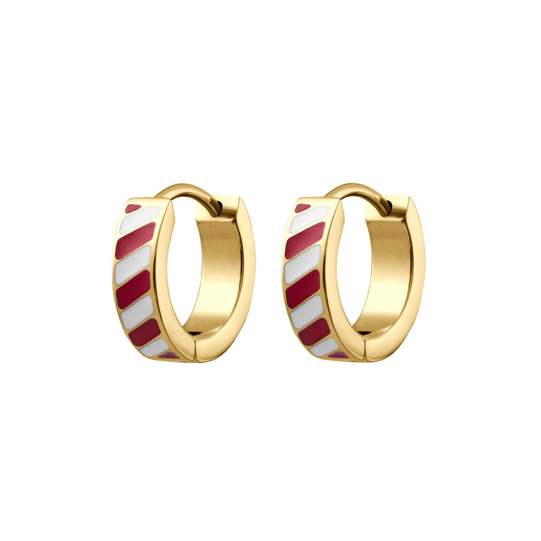 Candy Cane Lane Enamel Titanium Hoops