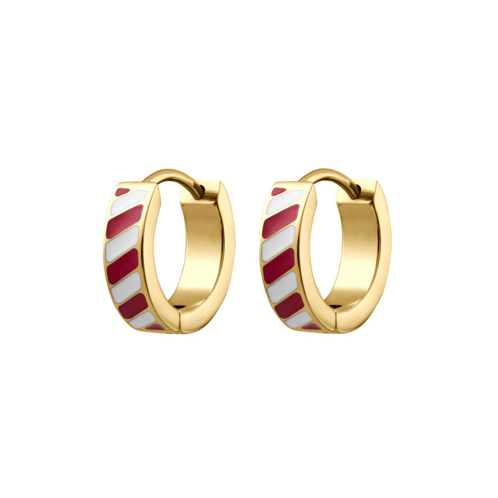 Candy Cane Lane Enamel Titanium Hoops