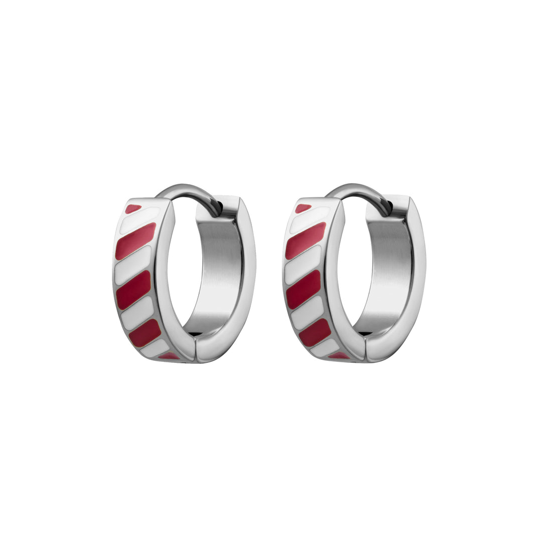 Candy Cane Lane Enamel Titanium Hoops