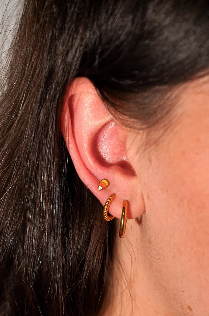 Candy Corn Enamel Flat Back Stud