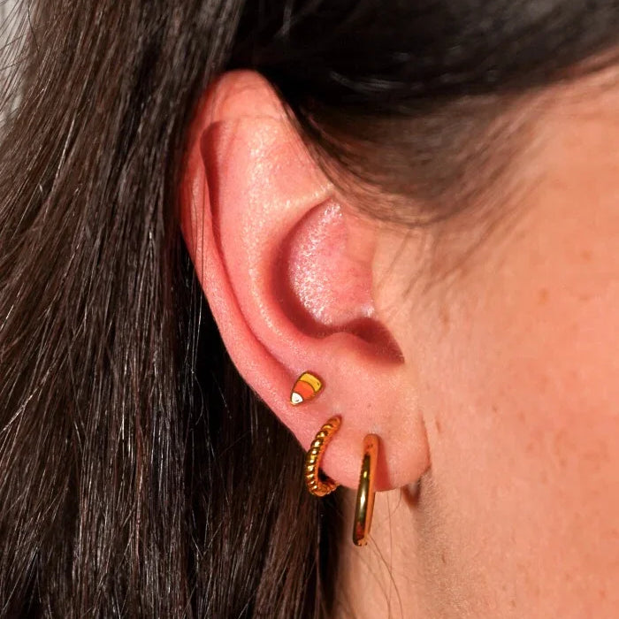 Candy Corn Enamel Flat Back Stud