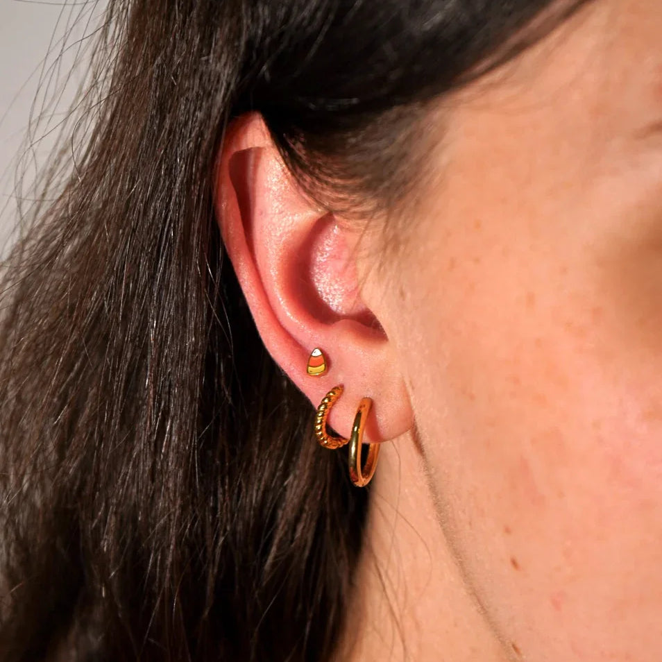 Candy Corn Enamel Flat Back Stud