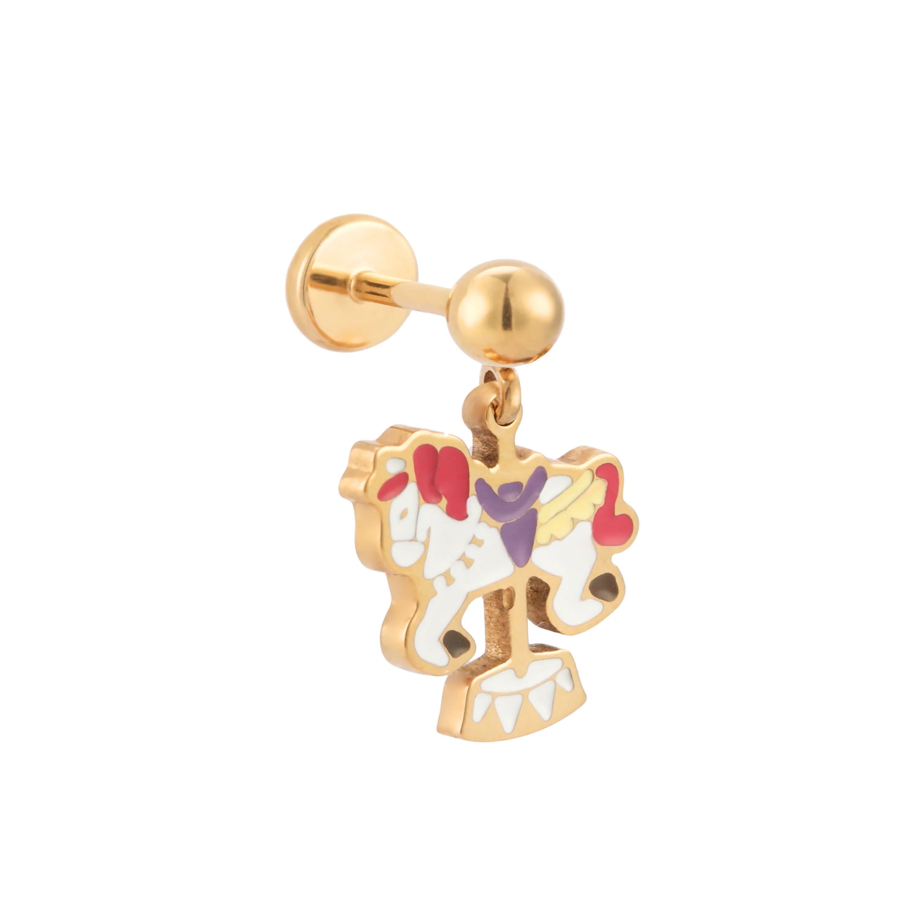Carousel Horse Enamel Flat Back Stud