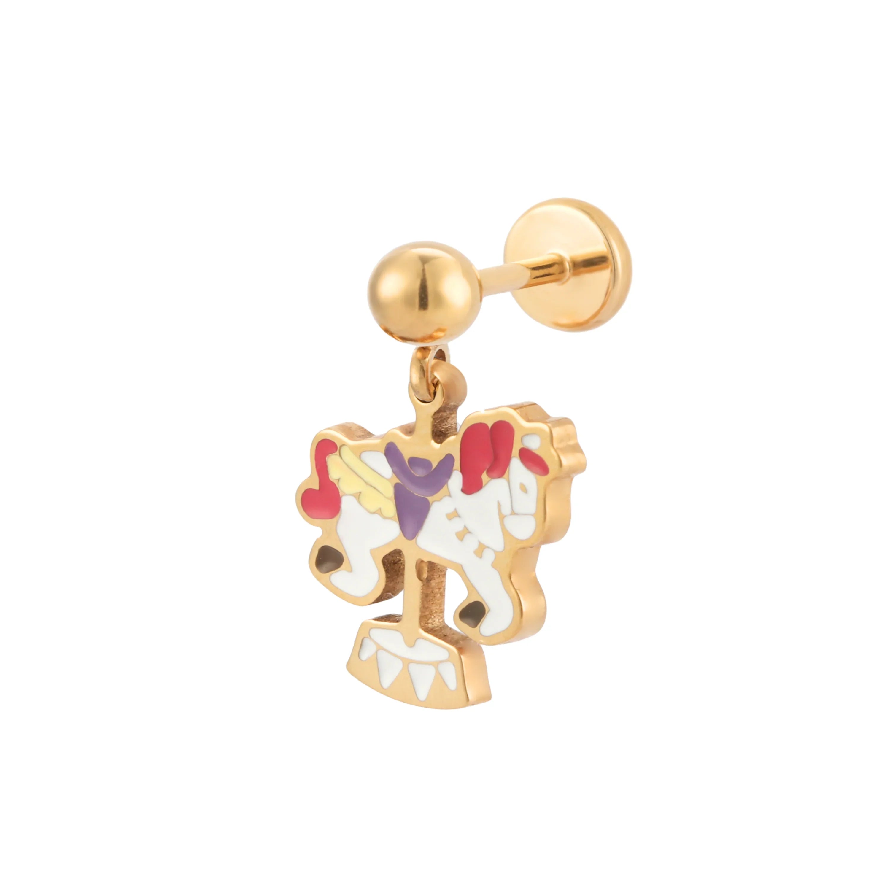 Carousel Horse Enamel Flat Back Stud