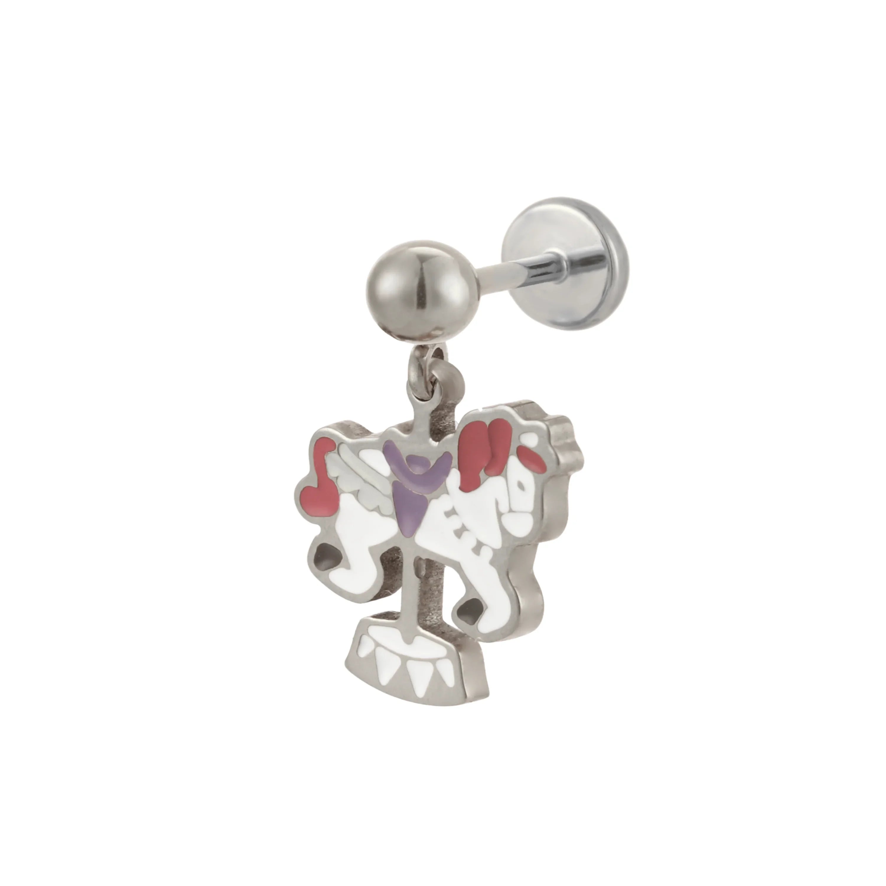 Carousel Horse Enamel Flat Back Stud