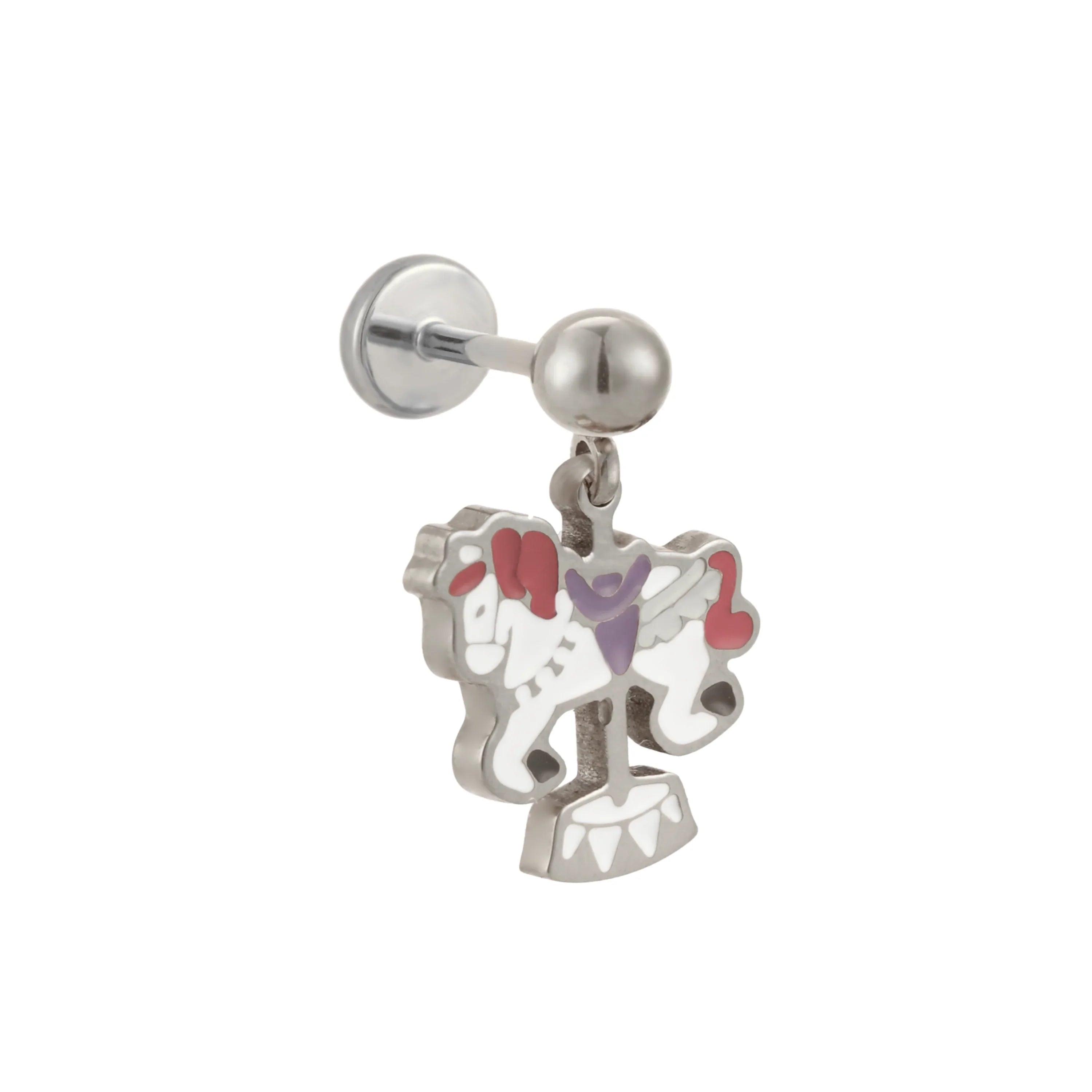 Carousel Horse Enamel Flat Back Stud