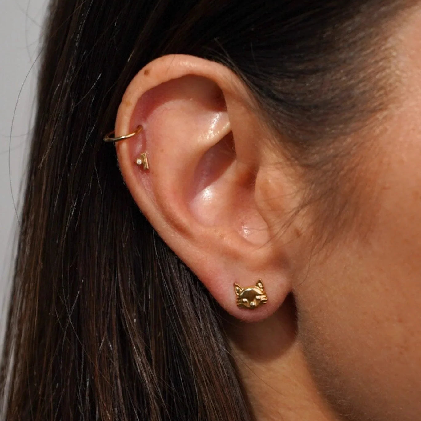Cat Face Flat Back Stud