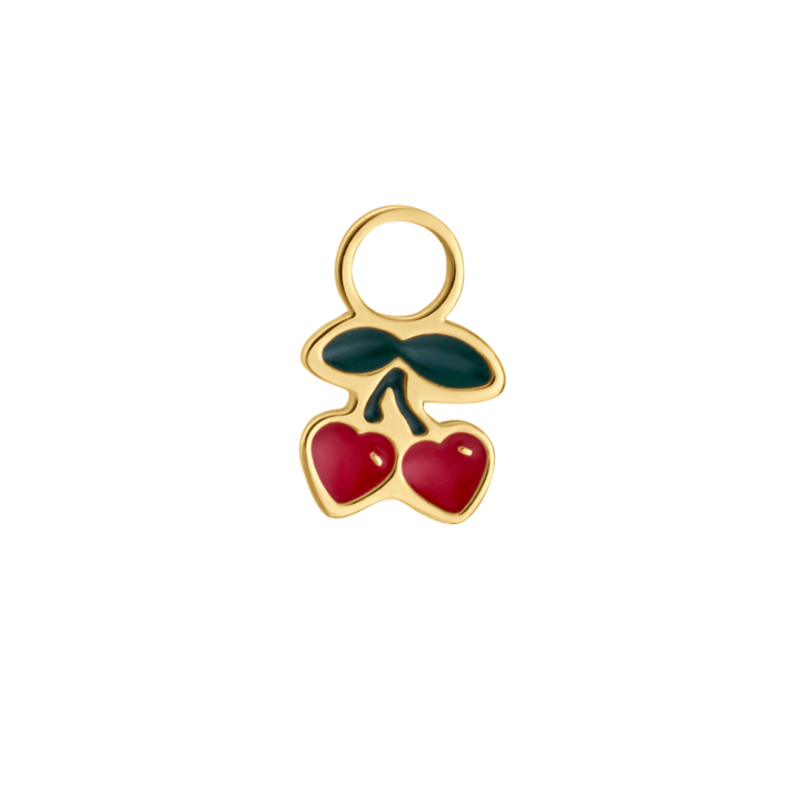 Cherry Heart Enamel Hoop Charm
