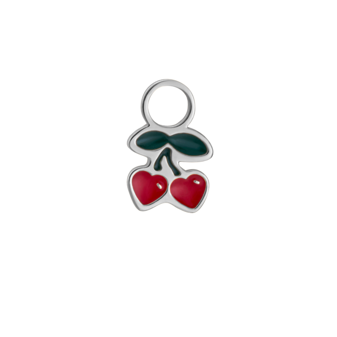 Cherry Heart Enamel Hoop Charm