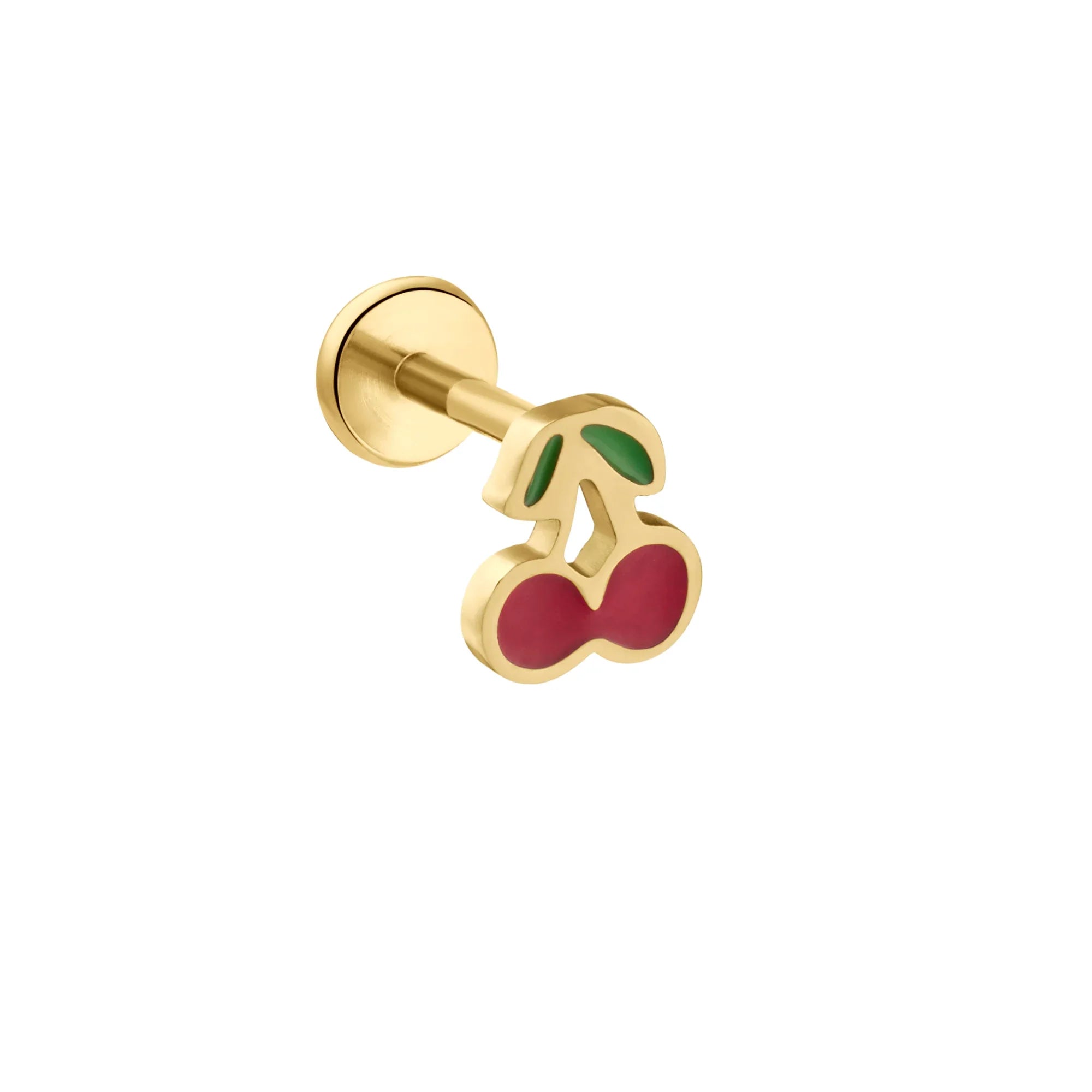 Cherry Enamel Flat Back Stud