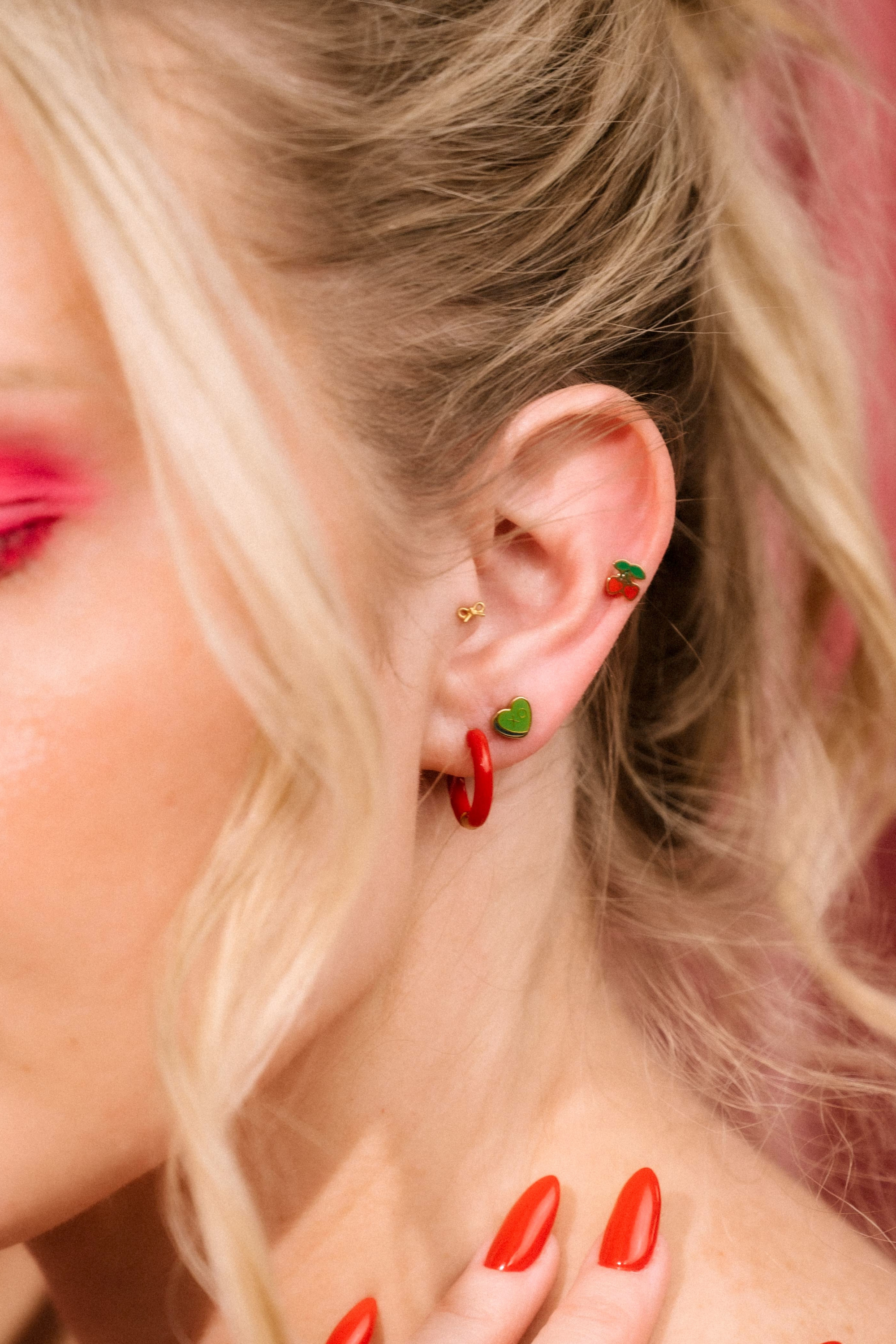 Cherry Heart Flat Back Stud