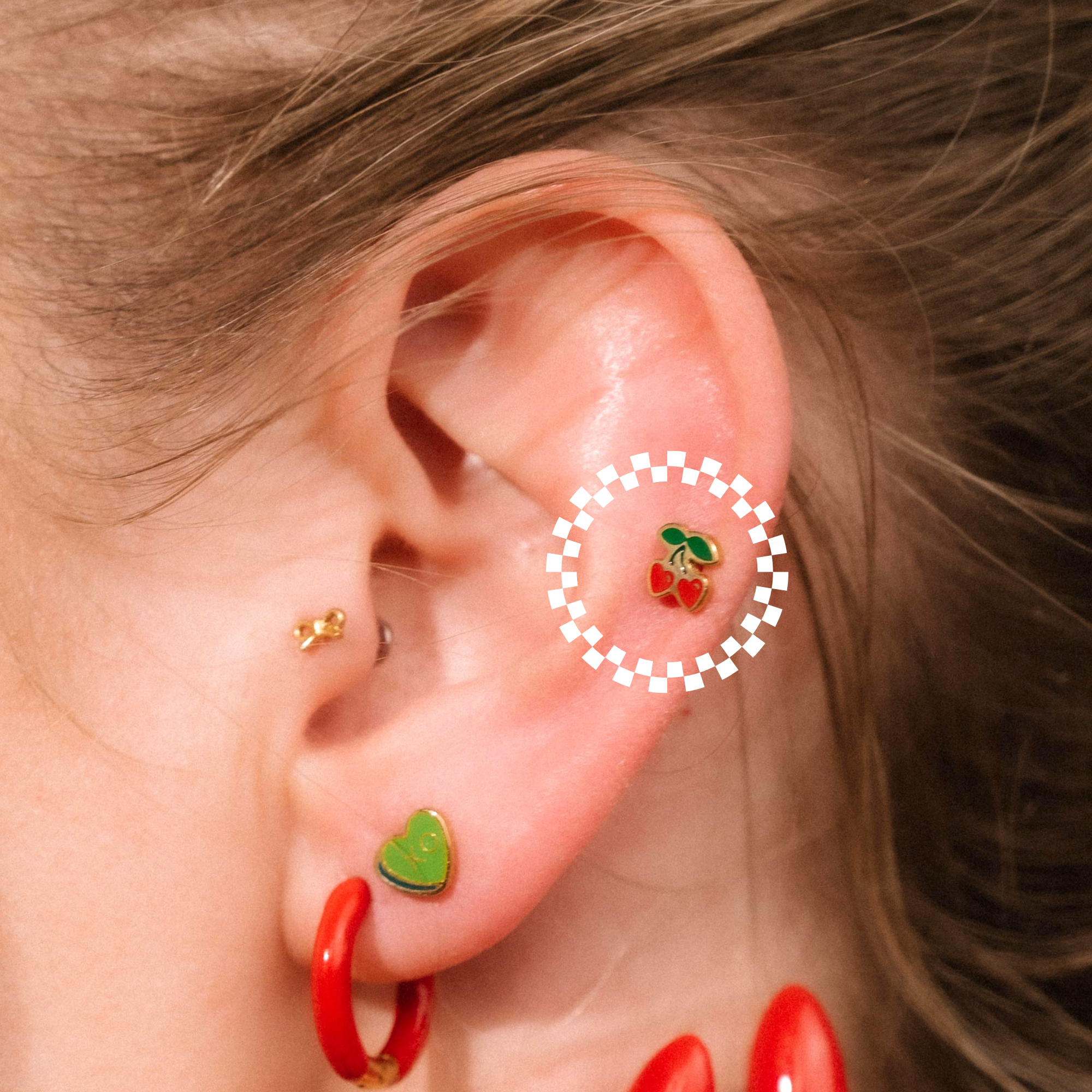 Cherry Heart Flat Back Stud