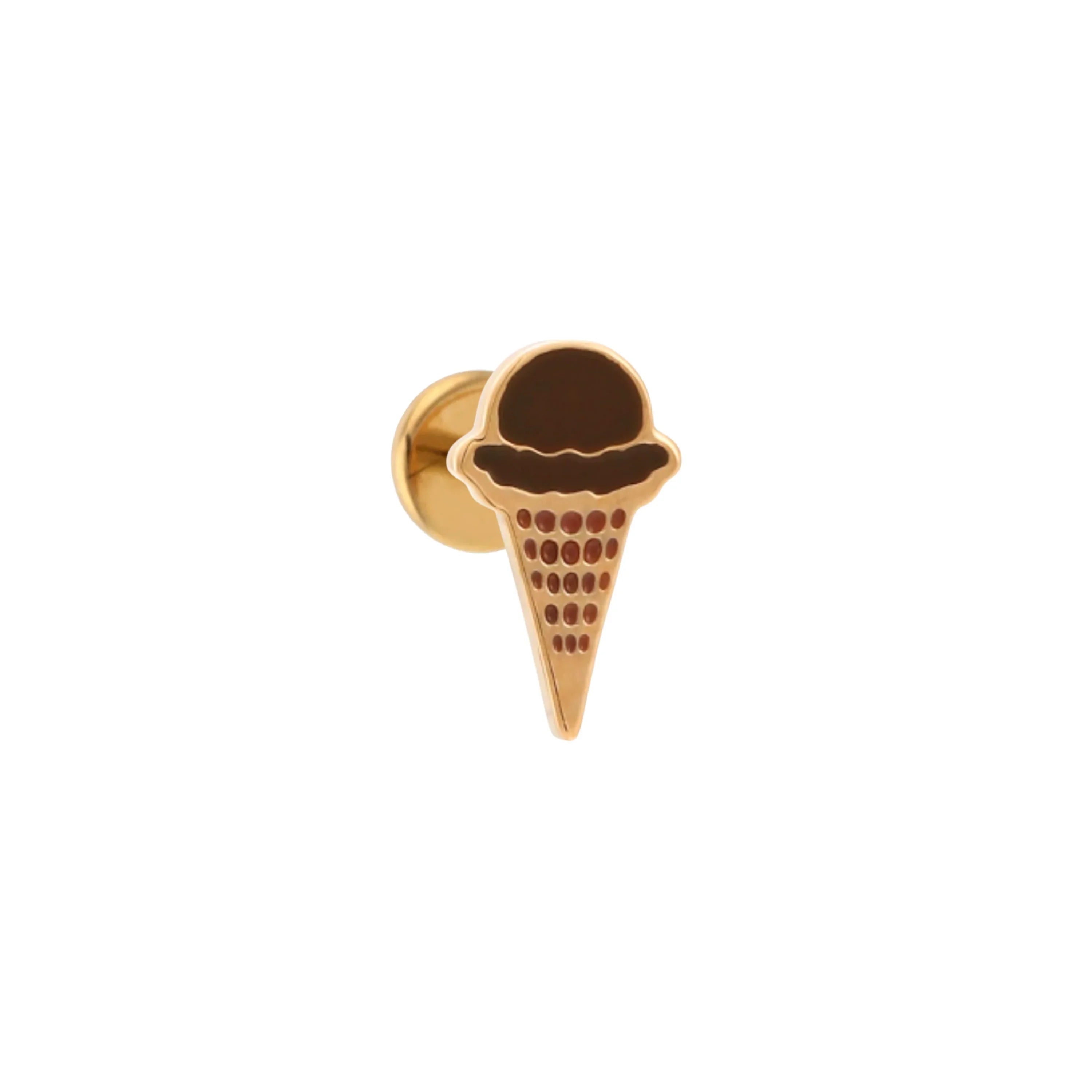 Ice Cream Cone Enamel Flat Back Stud