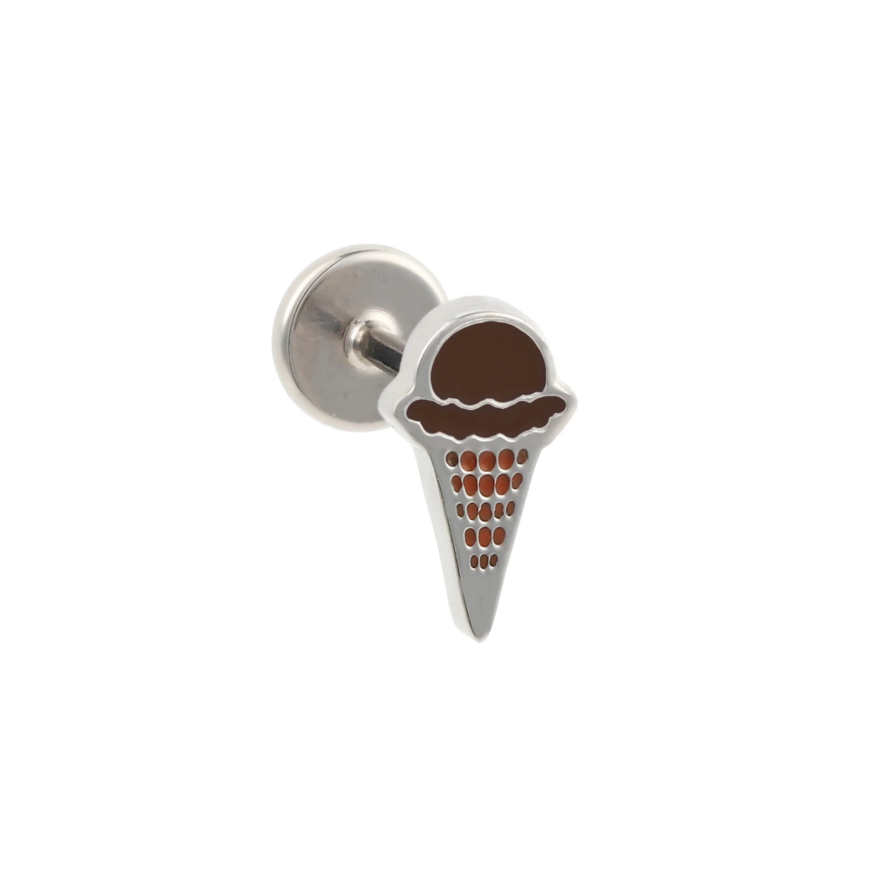 Ice Cream Cone Enamel Flat Back Stud