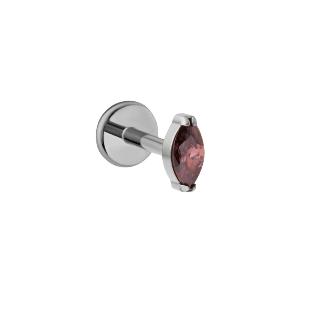 Coffee Marquise Flat Back Stud