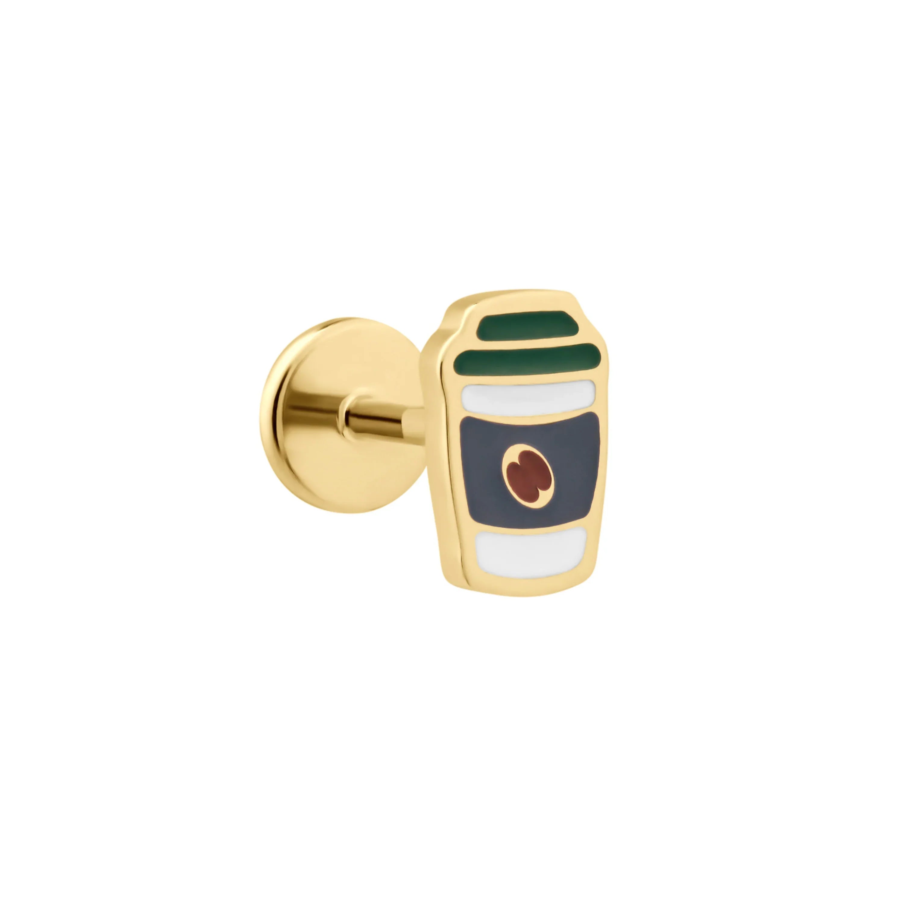 Coffee-To-Go Enamel Flat Back Stud