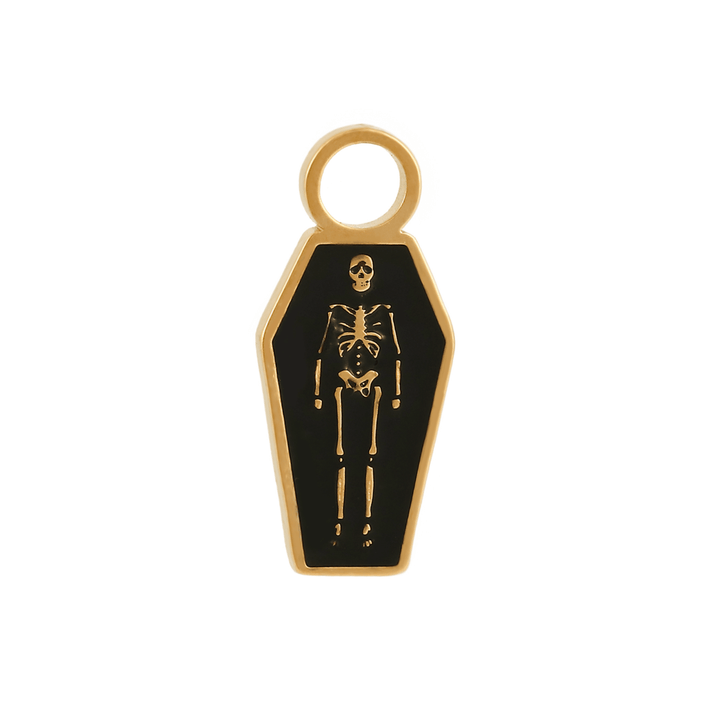 Skeleton-In-A-Coffin Hoop Charm