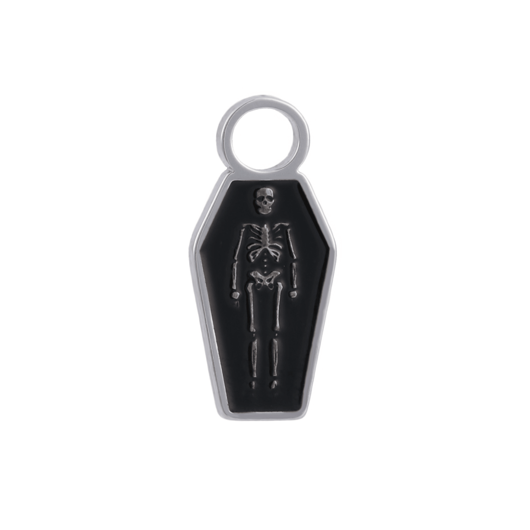 Skeleton-In-A-Coffin Hoop Charm