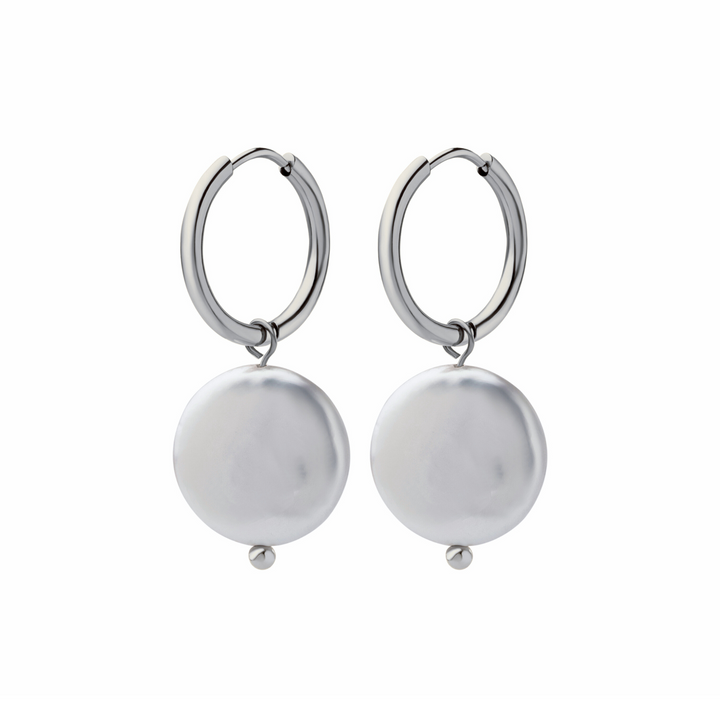 Coin Pearl Hoop Earrings