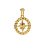 Gold compass pendant on a white background