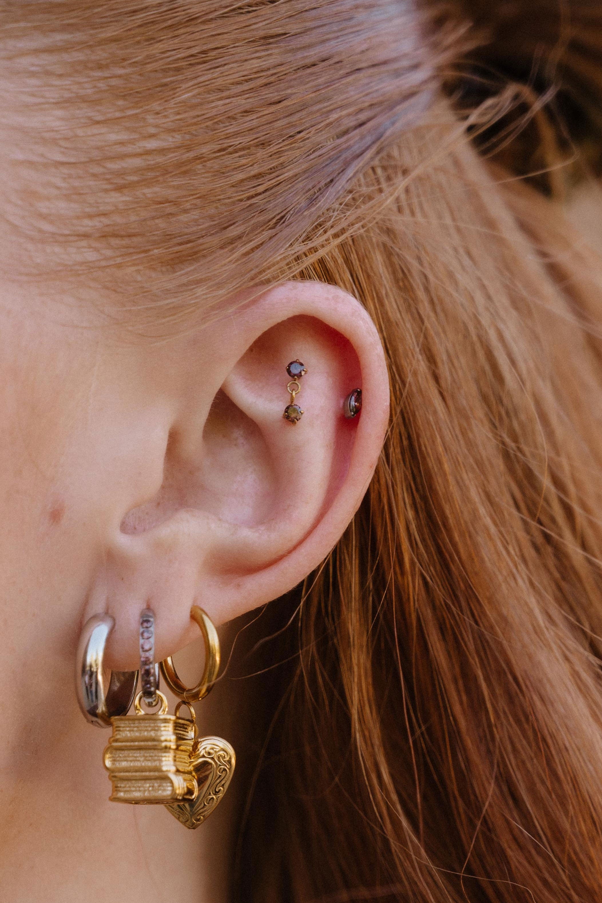 Twin Drop Flat Black Stud - Coffee