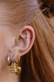 Twin Drop Flat Black Stud - Coffee
