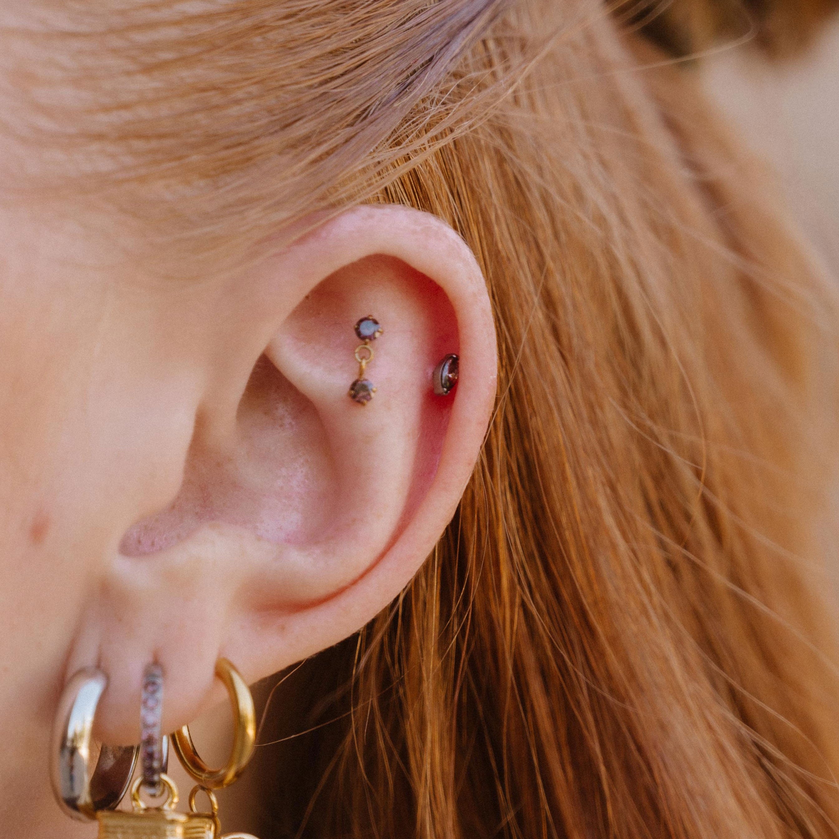 Coffee Marquise Flat Back Stud